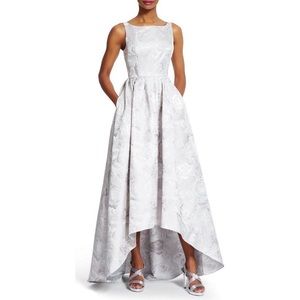 adrianna papell floral high low gown